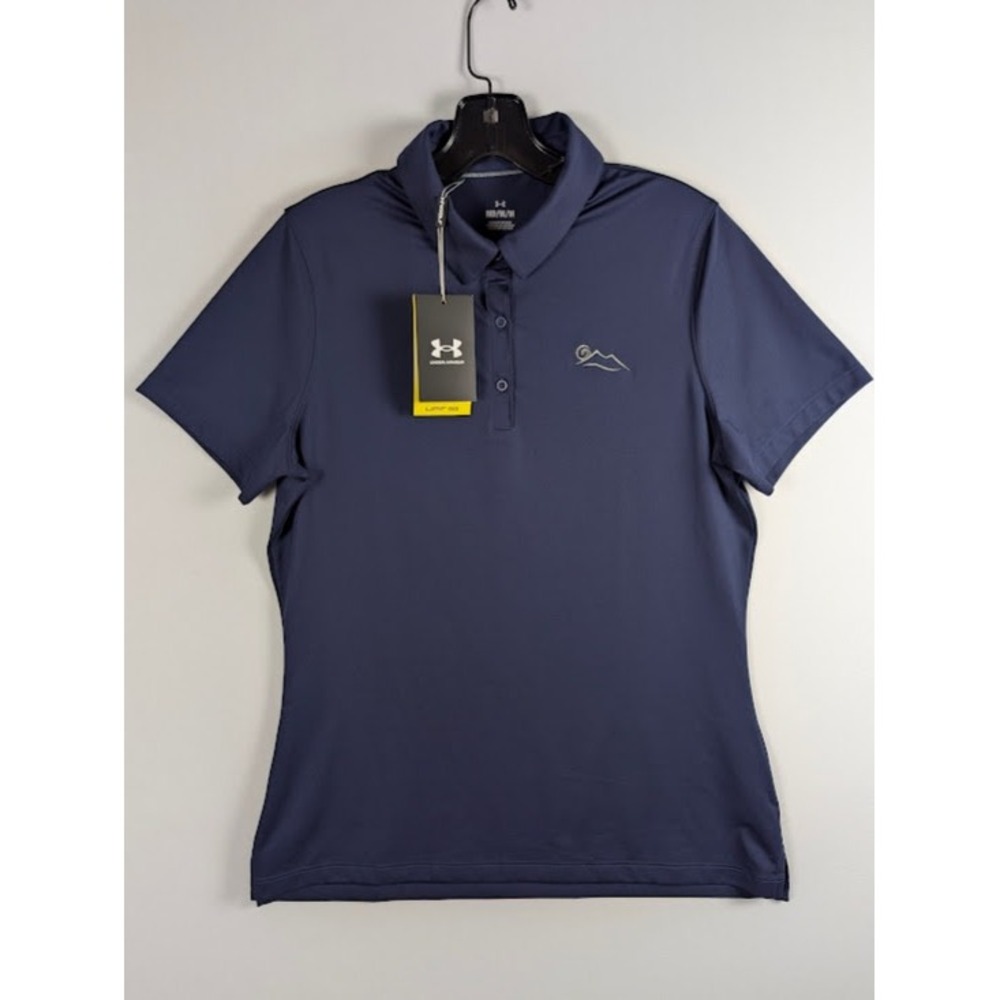 Under Armour Golf Polo Shirt Womens M Navy‎ Blue UPF50+ UW0550 w/Logo